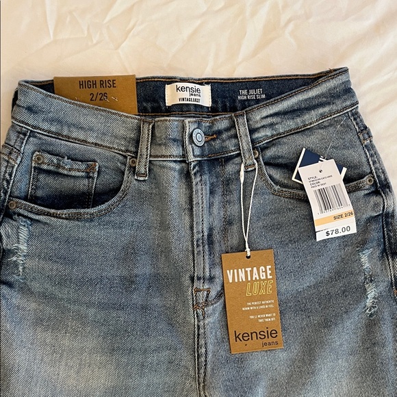 Kensie Vintage Luxe High Rise Skinny Jeans - Blue
